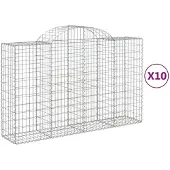 vidaXL Gabionen met boogvorm, 10 stuks, 200x50x120/140 cm, verzinkt staal
