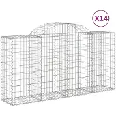 vidaXL Gabionen met boogvorm, 14 stuks, 200x50x100/120 cm, verzinkt staal