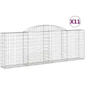 vidaXL Gabionen met boogvorm, 11 stuks, 300x30x100/120 cm, verzinkt staal