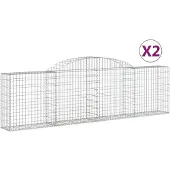 vidaXL Gabionen met boogvorm, 2 stuks, 300x30x80/100 cm, verzinkt staal