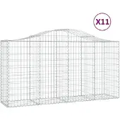 vidaXL Gabionen met hoge boog, 11 stuks, 200x50x100/120 cm, verzinkt staal
