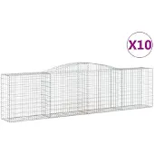vidaXL Gabionen met boogvorm, 10 stuks, 400x50x100/120 cm, verzinkt staal