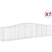 vidaXL Gabionen met boogvorm, 7 stuks, 400x50x80/100 cm, verzinkt staal