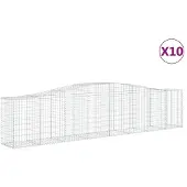 vidaXL Gabionen met boogvorm, 10 stuks, 400x50x80/100cm, verzinkt staal