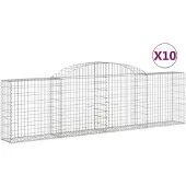 vidaXL Gabionen met boogvorm, 10 stuks, 300x30x80/100 cm, verzinkt staal