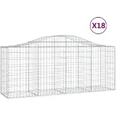 vidaXL Gabionen met boogvorm, 18 stuks, 200x50x80/100 cm, verzinkt staal