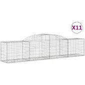 vidaXL Gabionen met hoge boog, 11 stuks, 300x50x60/80 cm, verzinkt staal