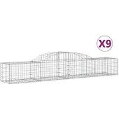 vidaXL Gabionen met boogvorm, 9 stuks, 300x50x40/60 cm, verzinkt staal
