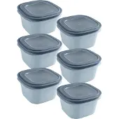 Sunware Sigma home vershoudbakjes 1.8L - Set van 6 - 18x18x10.4 cm - Blauw
