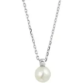 The Jewelry Collection Zilver Gerhodineerde Collier parel 1 1318368