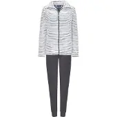 Rebelle dames huispak fleece - maat 42 - Schaduwstreep - grijs