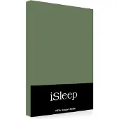 ISleep Satijn-Katoen Hoeslaken - Eenpersoons - 90x200+30 cm - Groen