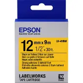 Epson LK-4YBW extra klevende tape zwart op geel 12mm (origineel)