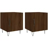 vidaXL Nachtkastjes 2 st 40x40x50 cm bewerkt hout bruin eikenkleur