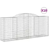 vidaXL Schanskorven 10 st gewelfd 300x50x120/140 cm ijzer