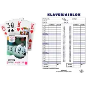 Engelhart Scoreblok Klaverjassen spel 50 vellen met 2 pakjes speelkaarten - Kaartspel