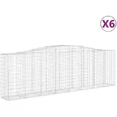 vidaXL Gabionen met boogvorm, 6 stuks, 400x50x120/140 cm, verzinkt staal