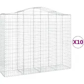 vidaXL Gabionen met boogvorm, 10 stuks, 200x50x160/180 cm, verzinkt staal