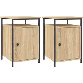 vidaXL Nachtkastjes 2 st 40x42x60 cm bewerkt hout sonoma eikenkleurig