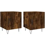 vidaXL Nachtkastjes 2 st 40x40x50 cm bewerkt hout gerookt eikenkleurig