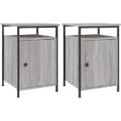 vidaXL Nachtkastjes 2 st 40x42x60 cm bewerkt hout grijs sonoma eiken