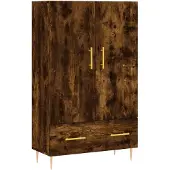 vidaXL Hoge kast 69,5x31x115 cm bewerkt hout gerookt eikenkleurig