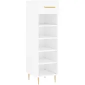 vidaXL Schoenenkast 30x35x105 cm bewerkt hout hoogglans wit
