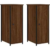 vidaXL Nachtkastjes 2 st 32x42x80 cm bewerkt hout bruin eikenkleur