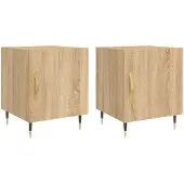 vidaXL Nachtkastjes 2 st 40x40x50 cm bewerkt hout sonoma eikenkleurig