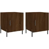 vidaXL Nachtkastjes 2 st 40x40x50 cm bewerkt hout bruin eikenkleur