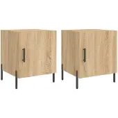 vidaXL Nachtkastjes 2 st 40x40x50 cm bewerkt hout sonoma eikenkleurig