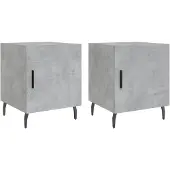 vidaXL Nachtkastjes 2 st 40x40x50 cm bewerkt hout betongrijs