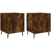 vidaXL Nachtkastjes 2 st 40x40x50 cm bewerkt hout gerookt eikenkleurig