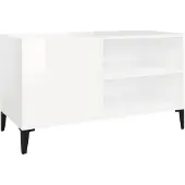 vidaXL Platenkast 84,5x38x48 cm bewerkt hout hoogglans wit
