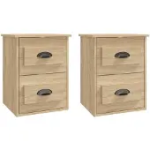vidaXL Nachtkastjes 2 st wandgemonteerd 41,5x36x53 cm sonoma eiken