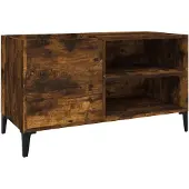 vidaXL Platenkast 84,5x38x48 cm bewerkt hout gerookt eikenkleurig