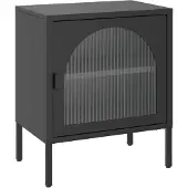vidaXL Nachtkastje 50x35x60 cm glas en staal zwart