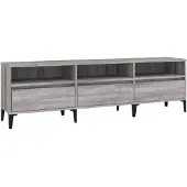 vidaXL Tv-meubel 150x30x44,5 cm bewerkt hout grijs sonoma eikenkleurig
