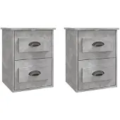 vidaXL Nachtkastjes 2 st wandgemonteerd 41,5x36x53 cm betongrijs