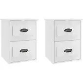 vidaXL Nachtkastjes 2 st wandgemonteerd 41,5x36x53 cm hoogglans wit