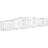 vidaXL Gabionen met boogvorm, 2 stuks, 400x50x60/80 cm, verzinkt staal