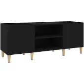 vidaXL Platenkast 121x38x48 cm bewerkt hout zwart