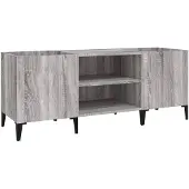 vidaXL Platenkast 121x38x48 cm bewerkt hout grijs sonoma eikenkleurig