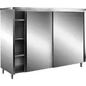 Saro RVS Opbergkasten Met Schuifdeuren Aisi 430, Plat Dak, 2000x600, 700-8095