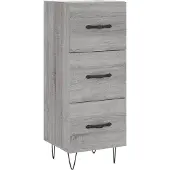 vidaXL Dressoir 34,5x34x90 cm bewerkt hout grijs sonoma eikenkleurig