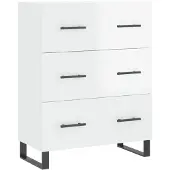 vidaXL Dressoir 69,5x34x90 cm bewerkt hout hoogglans wit