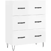 vidaXL Dressoir 69,5x34x90 cm bewerkt hout hoogglans wit