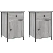vidaXL Nachtkastjes 2 st 40x42x60 cm bewerkt hout grijs sonoma eiken