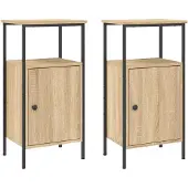 vidaXL Nachtkastjes 2 st 41x31x80 cm sonoma eikenkleurig