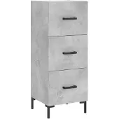 vidaXL Dressoir 34,5x34x90 cm bewerkt hout betongrijs